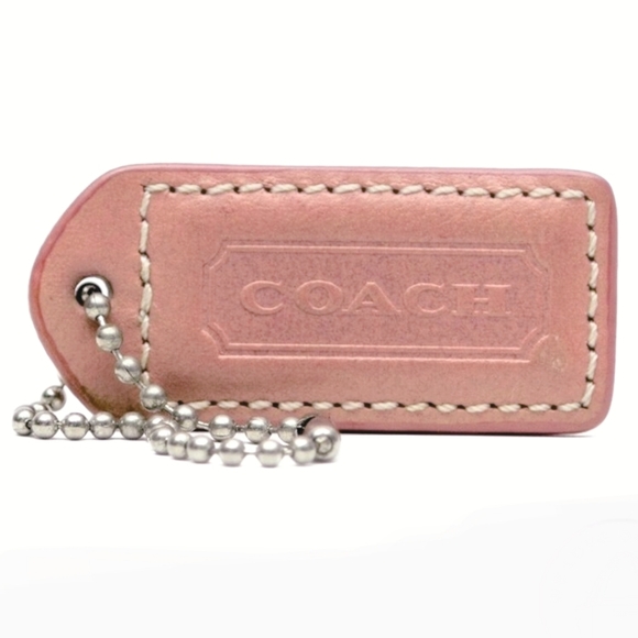 🌷 2" Med Coach Vintage Melon Light Pink Leather Hang Tag Bag Fob Keychain Charm - Picture 1 of 6